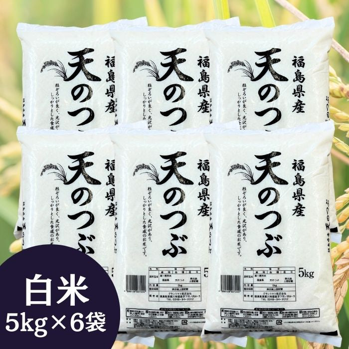 白米 福島県産天のつぶ 30kg(5kg×6袋) 福島県産 令和7年産【2～4営業日以内に発送】